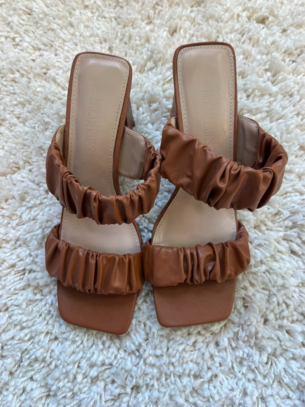 Dream Paris Slide Sandals Women's Brown Size 6 Classic Casual Block Heel Slip-On